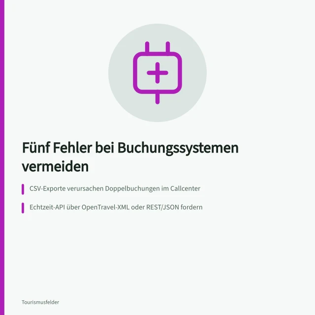 Karte zu fünf Fehlern bei Buchungssystemen von Reiseveranstaltern. 5 Fehler bei Buchungssystemen von Reiseveranstaltern