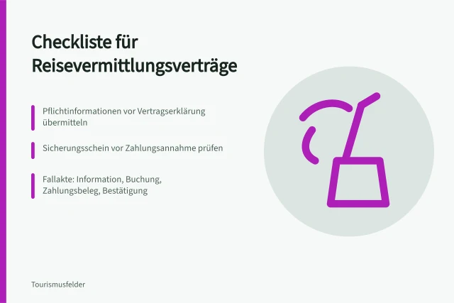 Checkliste für Reisevermittlungsverträge und Kundeninformationen. Checkliste für Reisevermittlungsverträge und Kundeninformationen