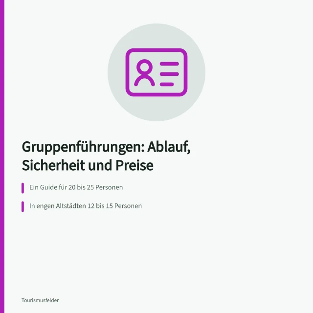 Karte zu Gruppenführungen: Gruppengrößen, Sicherheit und Preise pro Person. Gästeführungen für Gruppen: Ablauf, Sicherheit und Preise