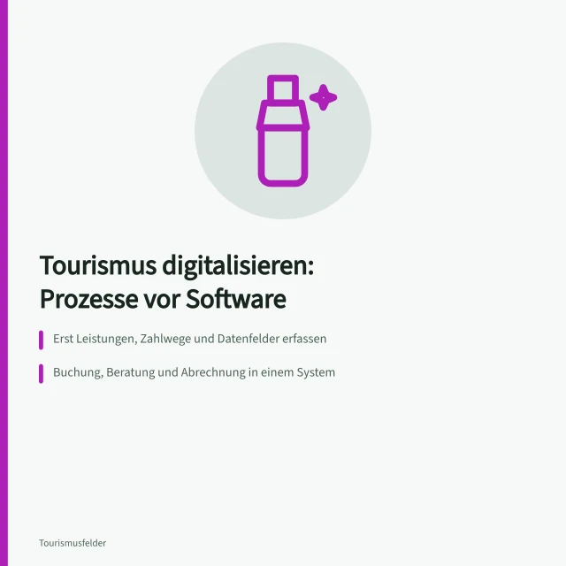 Digitalisierung von Tourismusprozessen mit Buchung, Beratung und Abrechnung. Tourismusdienstleistungen digitalisieren mit klaren Prozessen